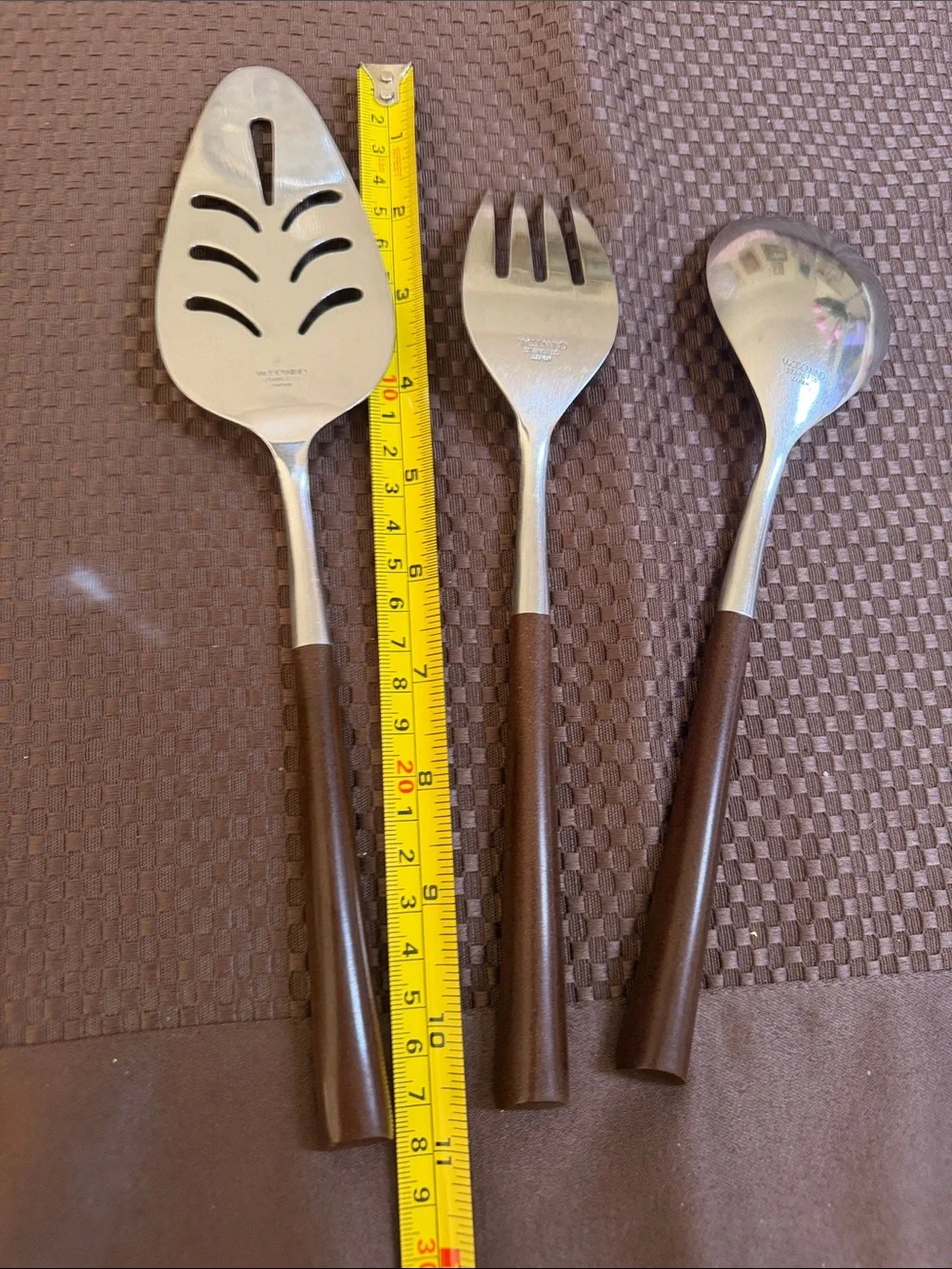 Vintage Woodwind Japan stainless Steel Serving Spoon, Fork & Pie Server Set